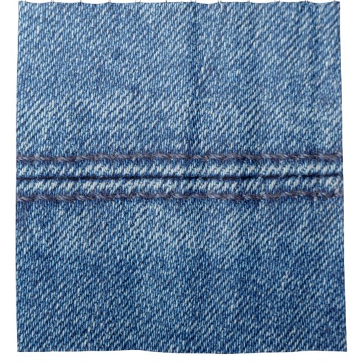Nah-up mit blauem Denim-Hintergrund (Makro) Duschvorhang (Vorderseite)