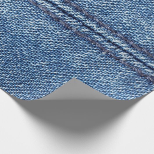 Nah-up mit blauem Denim-Hintergrund (Makro) Geschenkpapier (Ecke)