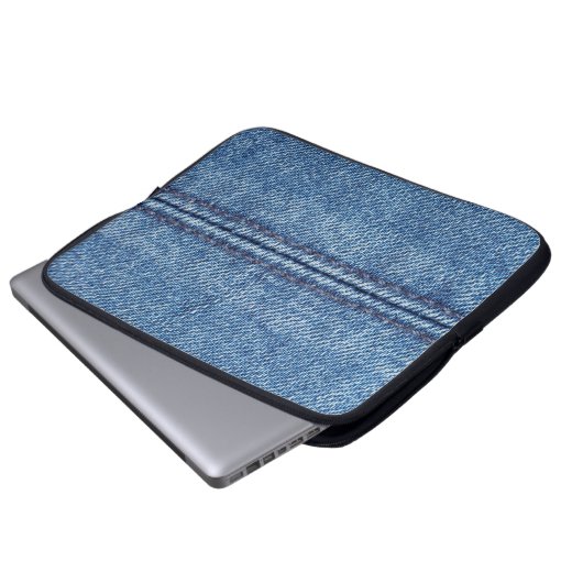 Nah-up mit blauem Denim-Hintergrund (Makro) Laptopschutzhülle (Vorne Knopf)
