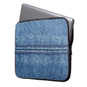 Nah-up mit blauem Denim-Hintergrund (Makro) Laptopschutzhülle (Vorderseite Links)