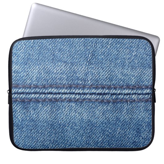 Nah-up mit blauem Denim-Hintergrund (Makro) Laptopschutzhülle (Vorderseite)