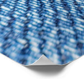 Nah-up mit blauem Denim-Hintergrund (Makro) Poster (Ecke)