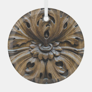 Nah-Up-Oak-Holzschnitzerei: Details zur Zimmereinr Ornament Aus Glas