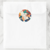 nah-up-of-hand-write-a-postcard mit runder aufkleber (Tasche)