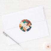 nah-up-of-hand-write-a-postcard mit runder aufkleber (Umschlag)
