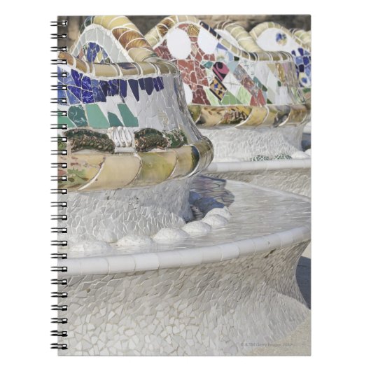 Nah-up of Mosaics on Gaudi Gebäude, Parc Notizblock (Vorderseite)