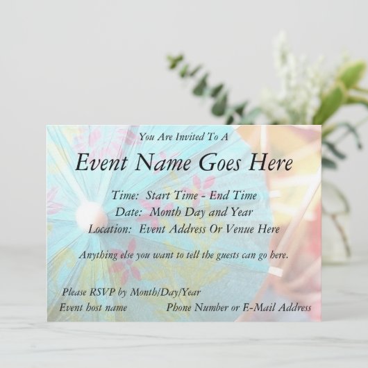 Nah-up-Papierparasol Einladung (Stehend Vorderseite)