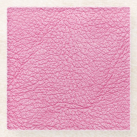 Nah-up rosa Leder, texturierter Hintergrund. Glasuntersetzer (Vorderseite)