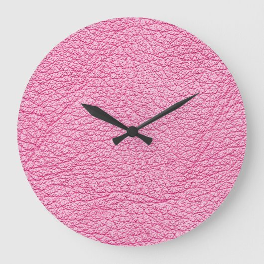 Nah-up rosa Leder, texturierter Hintergrund. Große Wanduhr (Vorderseite)