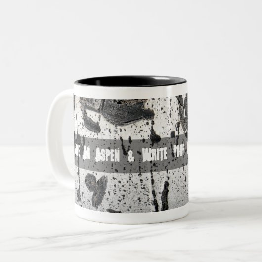 Nah-up Textur von weißem Bauch-Quaking Aspen Tree Zweifarbige Tasse (Vorderseite Links)