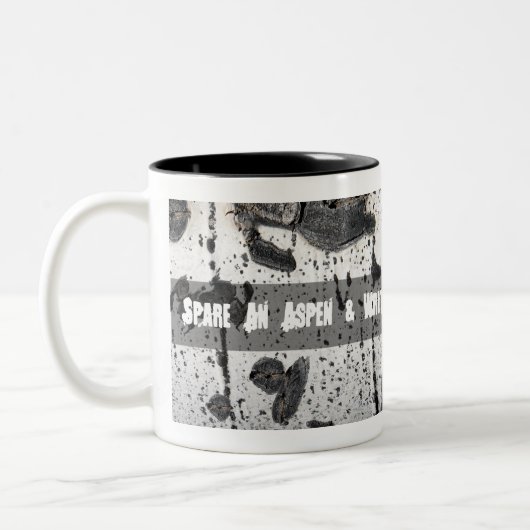 Nah-up Textur von weißem Bauch-Quaking Aspen Tree Zweifarbige Tasse (Links)