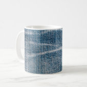 Nah-up von Denim Tuch. Kaffeetasse (Vorderseite Links)