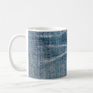 Nah-up von Denim Tuch. Kaffeetasse