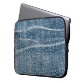 Nah-up von Denim Tuch. Laptopschutzhülle (Vorderseite Links)