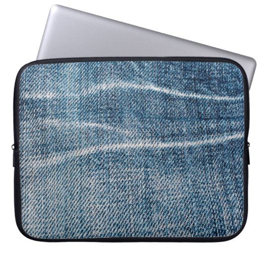 Nah-up von Denim Tuch. Laptopschutzhülle (Vorderseite)
