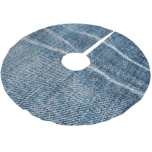 Nah-up von Denim Tuch. Polyester Weihnachtsbaumdecke (Schrägansicht)