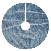 Nah-up von Denim Tuch. Polyester Weihnachtsbaumdecke (Vorderseite)