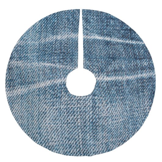 Nah-up von Denim Tuch. Polyester Weihnachtsbaumdecke (Vorderseite)
