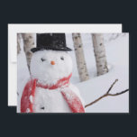 Nah-Up von Snowman mit Scarf und Top Hat Feiertagskarte<br><div class="desc">Naher Schneemann,  der einen Scarf und einen schwarzen Top-Hut trägt,  Stehend in einem schneebedeckten Birkenwald,  russischer Jack-Feenpark,  Ankerplatz,  südzentrale Alaska,  Winter | Design Pics / DanitaDelimont.com | US02 DPI0887</div>