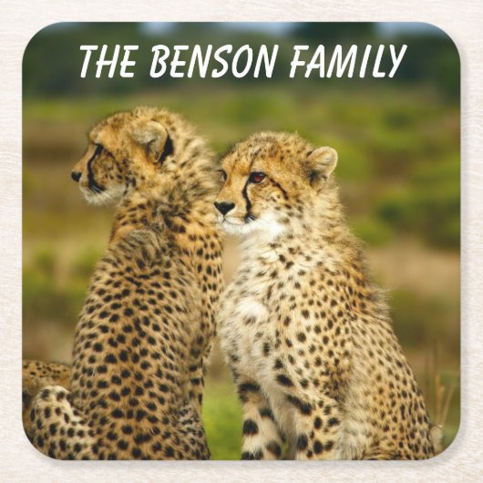 Nah-up Wild Cheetah Rechteckiger Pappuntersetzer (Vorderseite)