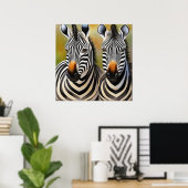 Nah Up Zebra Pair Bold und Strikte Wildnis Poster (Heimbüro)