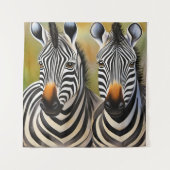 Nah Up Zebra Pair Bold und Strikte Wildnis Wandteppich (Vorderseite)