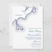 Nahant MA Map Elegant Navy Blue Wedding Einladung (Vorderseite)
