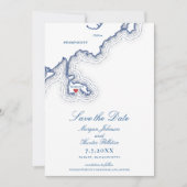 Nahant MA Map Elegant Navy Blue Wedding Save The Date (Vorderseite)