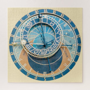 Nahaufnahme der Astronomischen Uhr in Prag, Tschec Puzzle