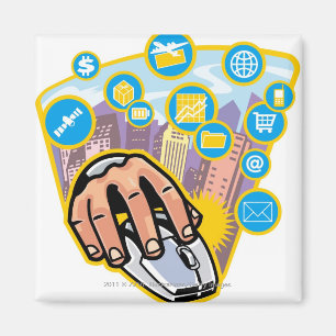 Nahaufnahme der Hand auf Computermaus Magnet