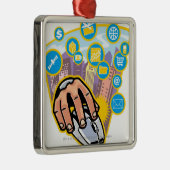 Nahaufnahme der Hand auf Computermaus Silbernes Ornament (Rechts)