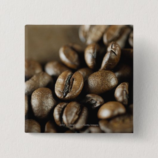 Nahaufnahme der Kaffeebohnen Button (Vorderseite)
