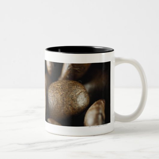 Nahaufnahme der Kaffeebohnen Zweifarbige Tasse (Rechts)