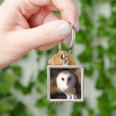 'Nahaufnahme der Schleiereule, Land zwischen Seen, Schlüsselanhänger (Hand)