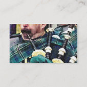 Nahaufnahme des Dudelsackspielers Visitenkarte (Rückseite)