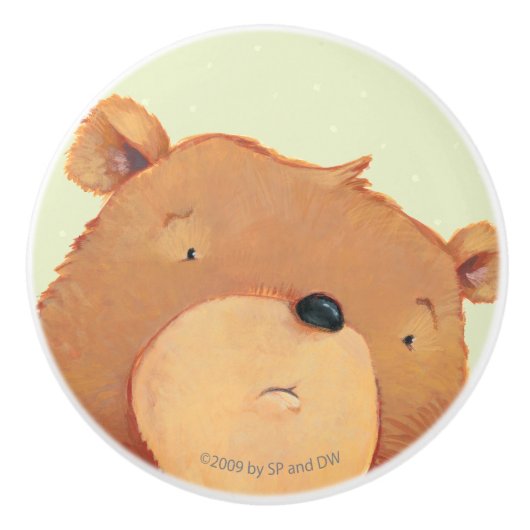 Nahaufnahme des großen Braunbären Keramikknauf (Vorderseite)