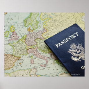 Nahaufnahme des Passes liegend auf europäischer Poster