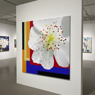 Nahaufnahme einer floralen weißen Frühlingsblüte Poster