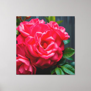 Nahaufnahme einer lebendigen rosa Rose, die im Son Leinwanddruck
