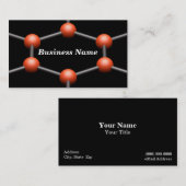 Nahaufnahme einer molekularen Struktur 3D (rot) Visitenkarte (Vorne/Hinten)