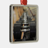 Nahaufnahme einer Reihe von Dumbbells Silbernes Ornament (Rechts)