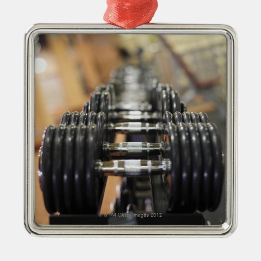 Nahaufnahme einer Reihe von Dumbbells Silbernes Ornament (Vorne)