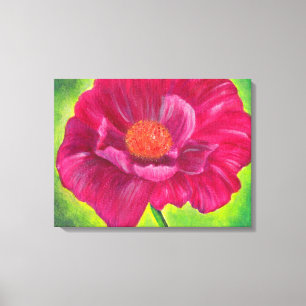 Nahaufnahme einer rosa Mohnblume, Acrylmalerei Leinwanddruck