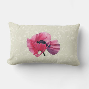 Nahaufnahme einer rosa Mohnblume Lendenkissen