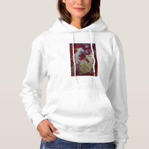 Nahaufnahme einer roten Moosachatplatte Hoodie