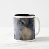 Nahaufnahme eines Hundegesichtes Zweifarbige Tasse (VorderseiteRechts)