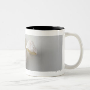 Nahaufnahme eines Kuchens Zweifarbige Tasse