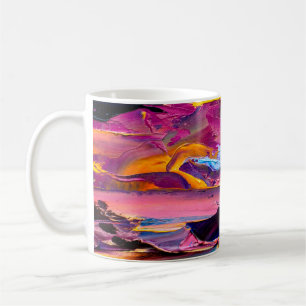 Nahaufnahme eines Ölgemäldes mit Palettenmesser. A Kaffeetasse