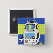 Nahaufnahme eines Roboters Button (Vorne & Hinten)