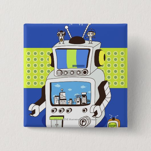 Nahaufnahme eines Roboters Button (Vorderseite)